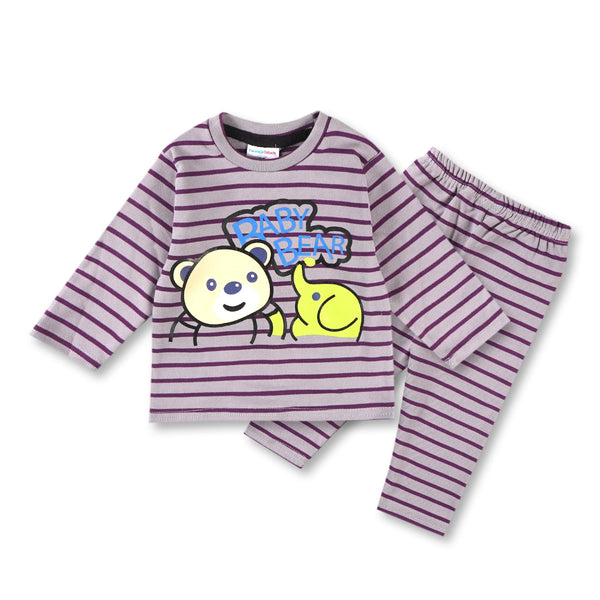 SUNSHINE BABY PAJAMA SET BABY BEAR STRIPES PURPLE 12-18 M