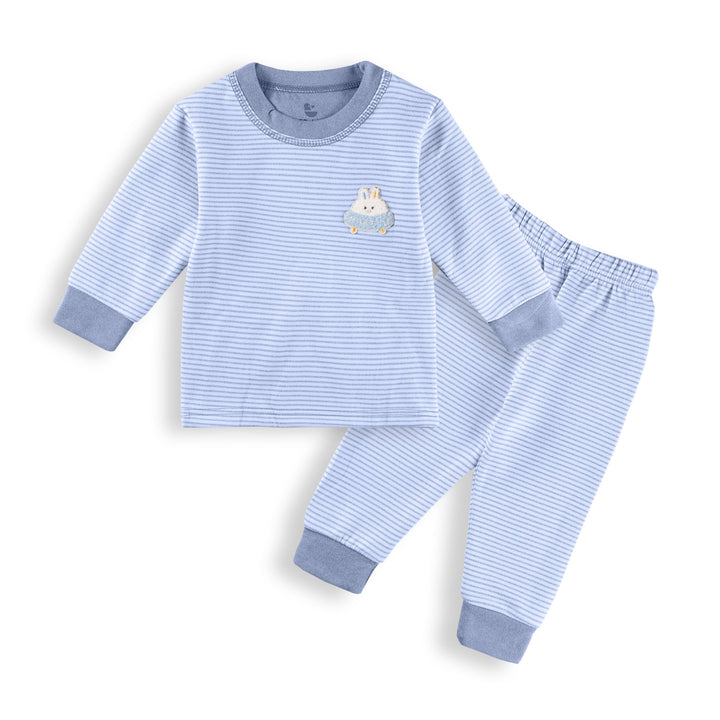 SUNSHINE KIDS WINTER PAJAMA SET RABBIT STRIPES BLUE 3Y