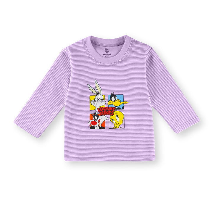 SUNSHINE KIDS WINTER PAJAMA SET LOONEY TUNES STRIPES PURPLE3Y