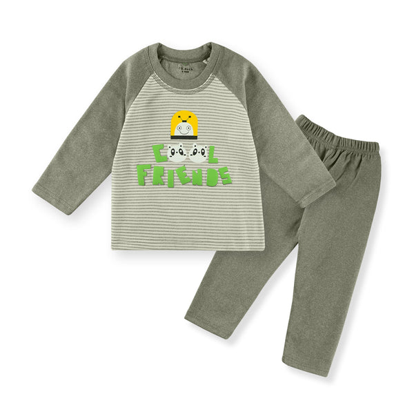 SUNSHINE KIDS WINTER PAJAMA SET COOL FRIENDS STRIPES GREEN 3Y