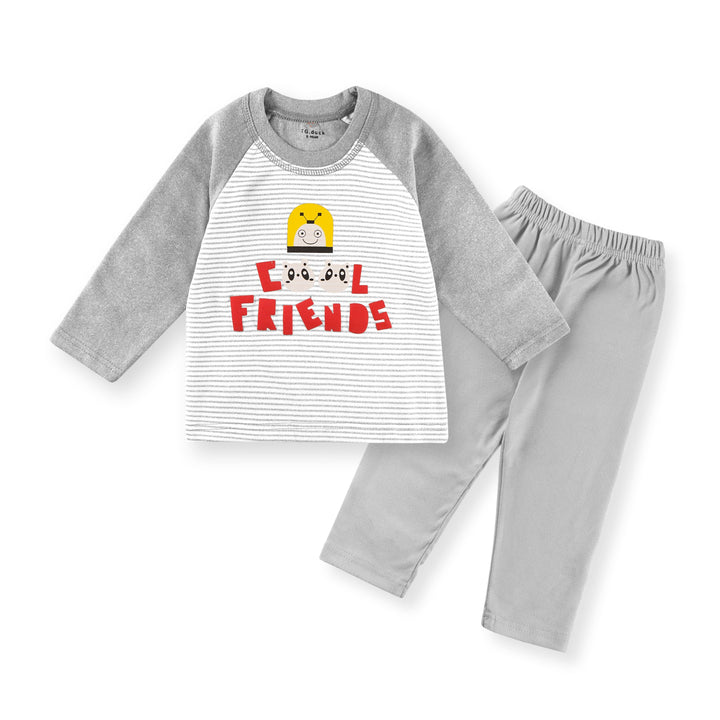 SUNSHINE KIDS WINTER PAJAMA SET COOL FRIENDS STRIPES GREY 3Y