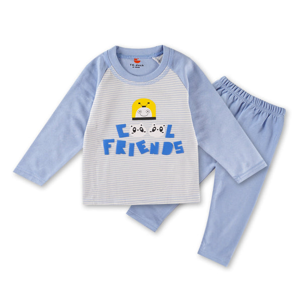 SUNSHINE KIDS WINTER PAJAMA SET COOL FRIENDS STRIPES BLUE 3Y