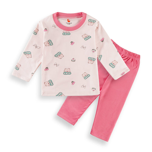 SUNSHINE KIDS WINTER PAJAMA SET LOVE BEAR BABY PINK 3Y