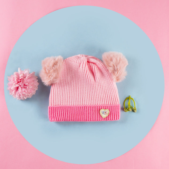 SUNSHINE BABY WOOLEN CAP PINK & BABY PINK