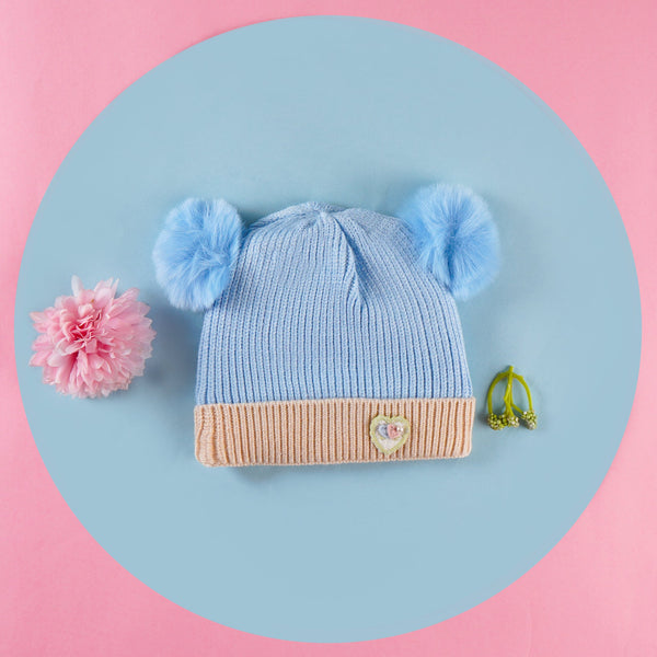 SUNSHINE BABY WOOLEN CAP BEIGE & BLUE