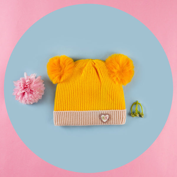 SUNSHINE BABY WOOLEN CAP BEIGE & YELLOW