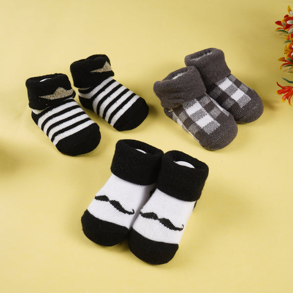 SUNSHINE BOYS SOCKS GIFT SET PACK OF 3 CHECK BLACK 0-9M