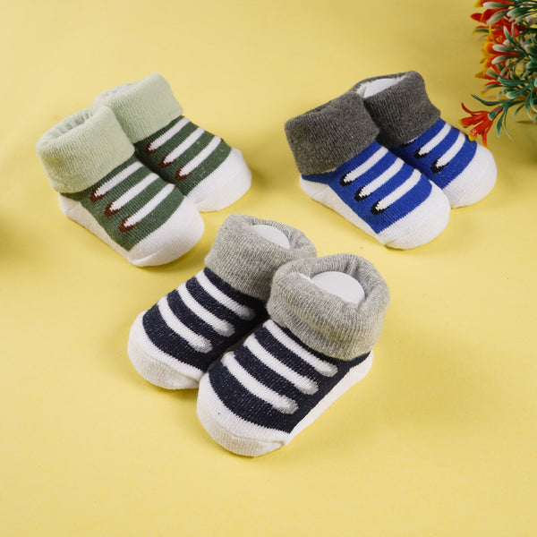 SUNSHINE BOYS SOCKS GIFT SET PACK OF 3 SRTIPES NAVY BLUE & GREEN 0-9M