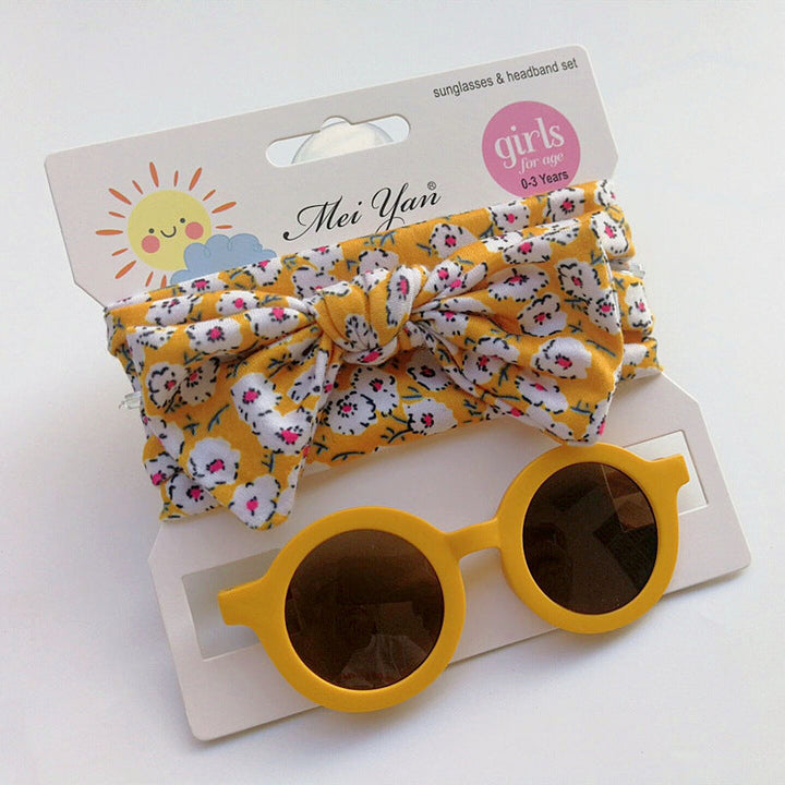 SUNSHINE BABY HEADBAND AND VINTAGE GLASSES SET MUSTERD