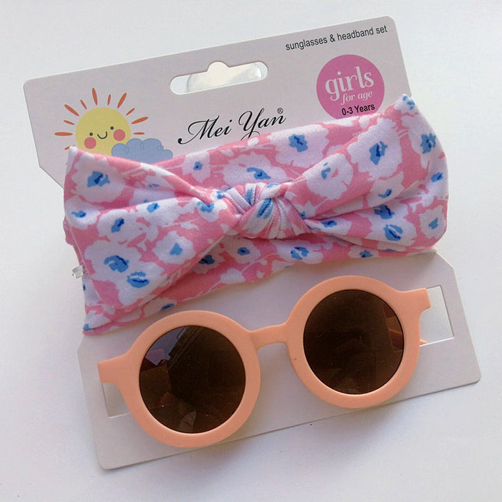 SUNSHINE BABY HEADBAND AND VINTAGE GLASSES SET PEACH