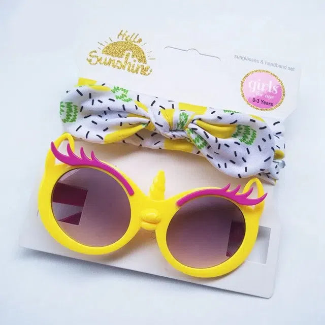 SUNSHINE BABY HEADBAND AND UNICORN GLASSES SET YELLOW