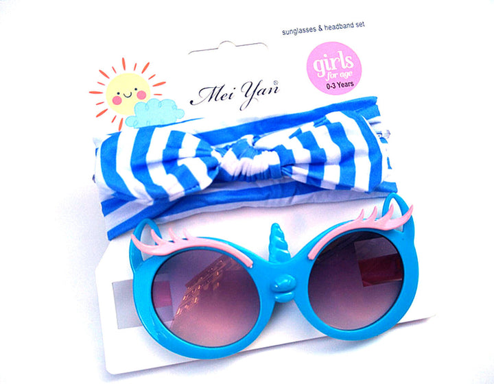 SUNSHINE BABY HEADBAND AND UNICORN GLASSES SET BLUE