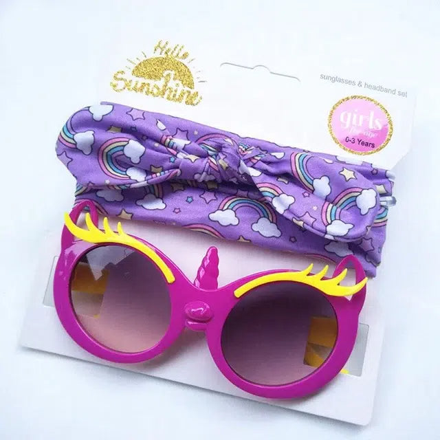 SUNSHINE BABY HEADBAND AND UNICORN GLASSES SET PURPLE