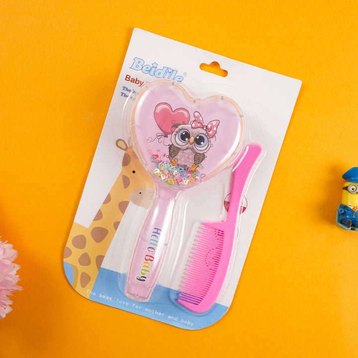 SUNSHINE GIRLS HAIR BRUSH & COMB HEART PINK