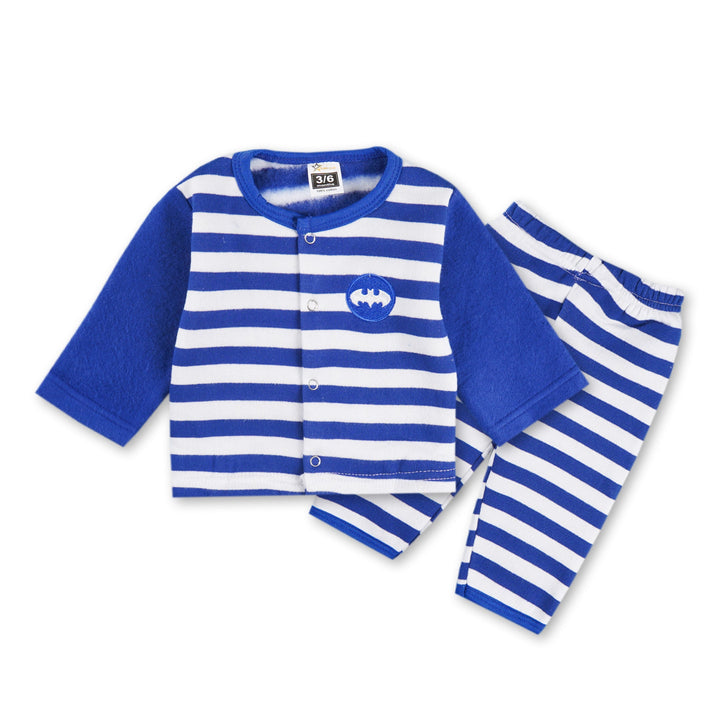 SUNSHINE BABY FLEECE SLEEPSUIT STRIPES BLUE 3-6M