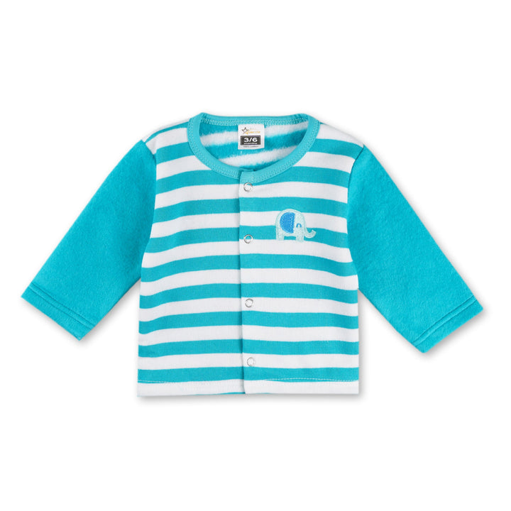 SUNSHINE BABY FLEECE SLEEPSUIT STRIPES SKY BLUE 3-6M