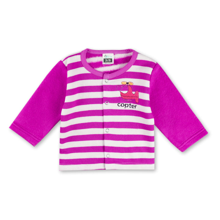 SUNSHINE BABY FLEECE SLEEPSUIT STRIPES PURPLE 3-6M