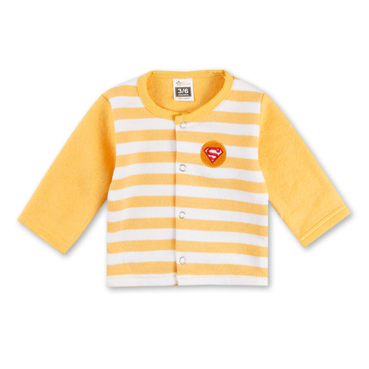 SUNSHINE BABY FLEECE SLEEPSUIT WIDE STRIPES YELLOW 3-6M