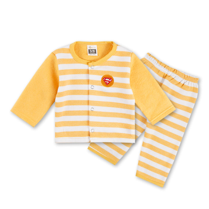 SUNSHINE BABY FLEECE SLEEPSUIT WIDE STRIPES YELLOW 3-6M