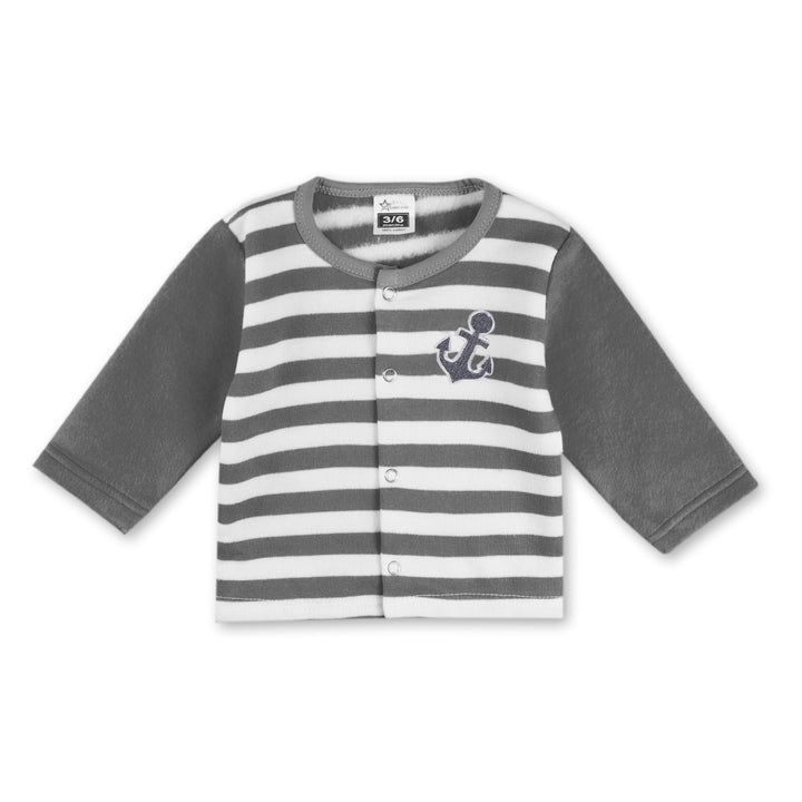 SUNSHINE BABY FLEECE SLEEPSUIT STRIPES GREY 3-6M