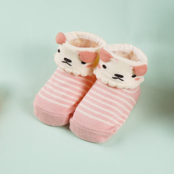 SUNSHINE BABY SOCKS BEAR STRIPES PINK