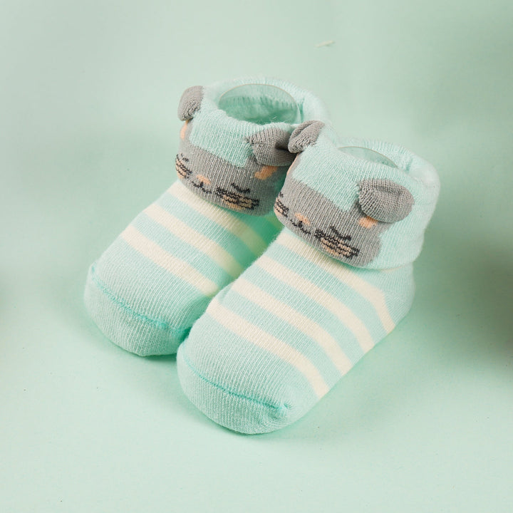 SUNSHINE BABY SOCKS MOUSE STRIPES SEA GREEN