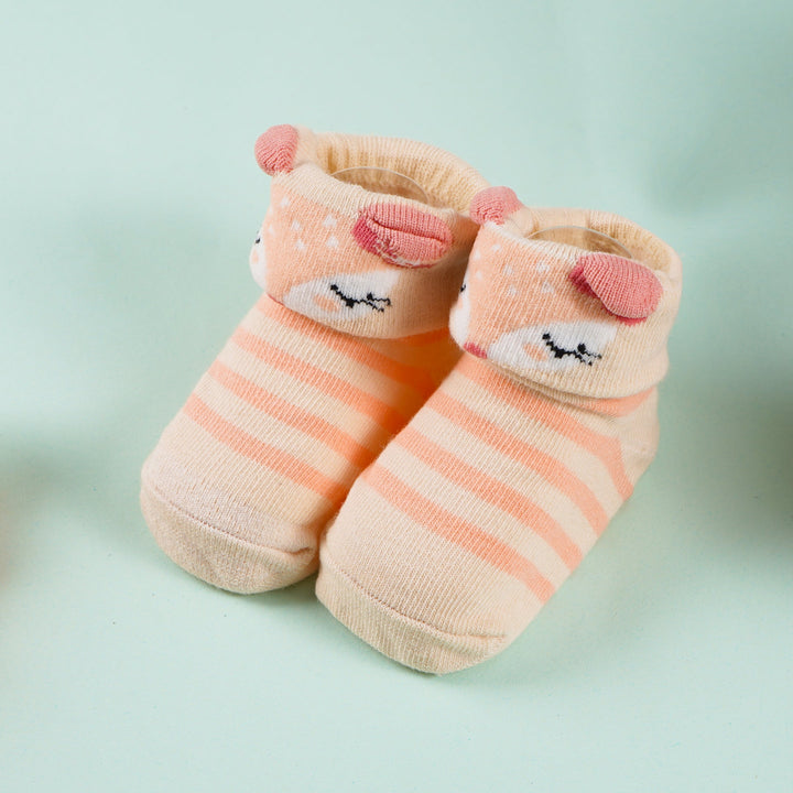 SUNSHINE BABY SOCKS DEER STRIPES PEACH