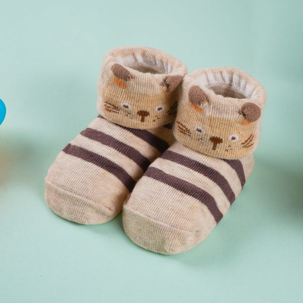 SUNSHINE BABY SOCKS CAT STRIPES BROWN