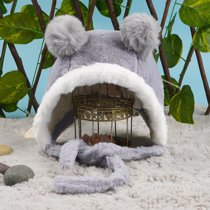 SUNSHINE BABY SOFT WOOLEN CAP POM POM GREY