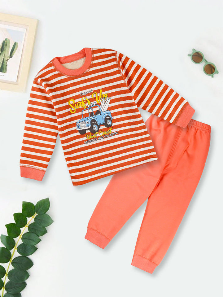 SUNSHINE KIDS PAJAMA SET STRIPES JEEP PEACH 120 (4Y)