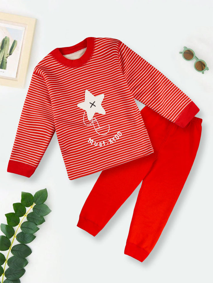 SUNSHINE KIDS PAJAMA SET STRIPES STAR RED 120 (4Y)