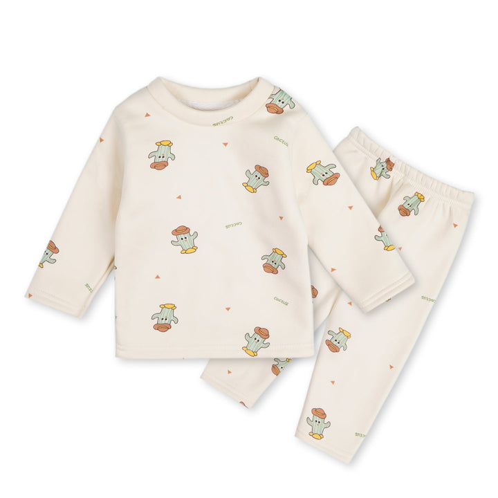 SUNSHINE BABY PAJAMA SET FLEECE CACTUS OF WHITE (12-18M)