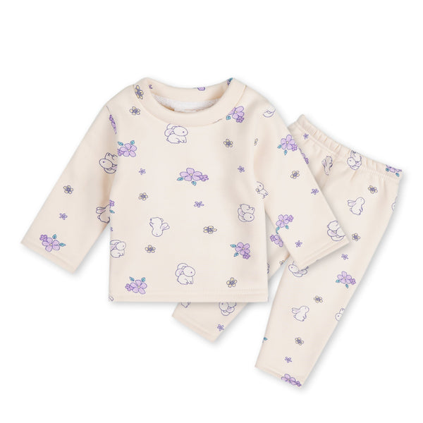 SUNSHINE BABY PAJAMA SET FLEECE RABBIT OF WHITE  (12-18M)