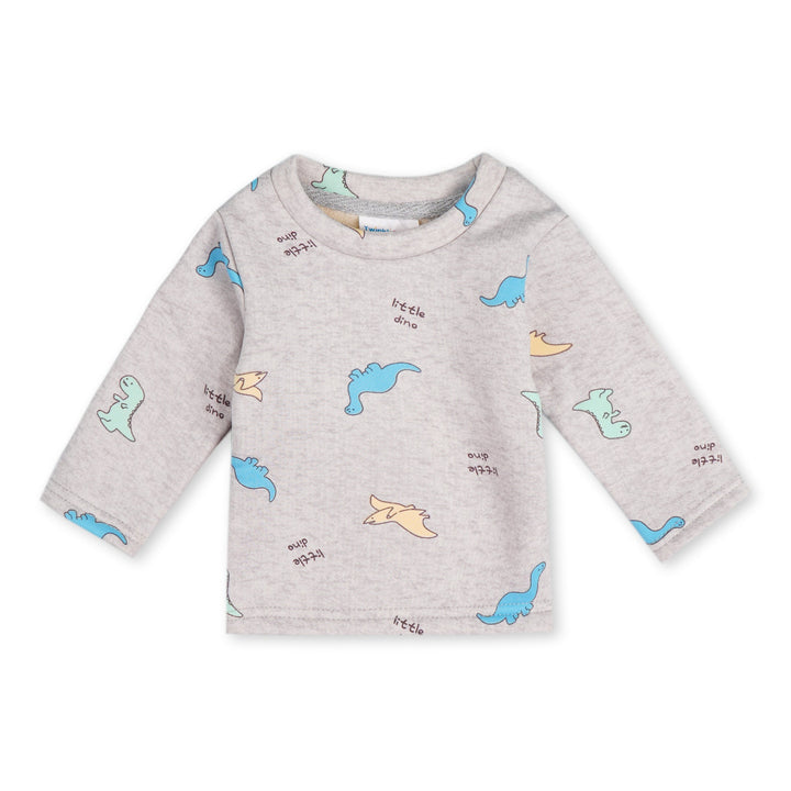 SUNSHINE BABY PAJAMA SET FLEECE ITTLE DINO GREY  (12-18M)