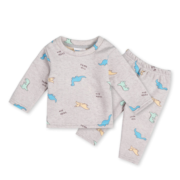 SUNSHINE BABY PAJAMA SET FLEECE ITTLE DINO GREY  (12-18M)