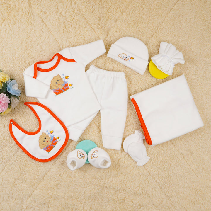 AVY BLUESUNSHINE BABY FLEECE GIFT SET 11 PCS ELEPHANT & BIRDS ORANGE