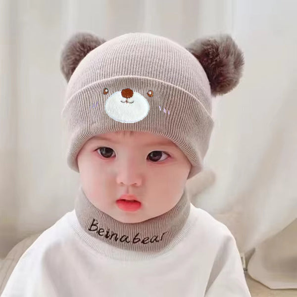 SUNSHINE BABY WINTER BEAR CAP POOM POOM BROWN