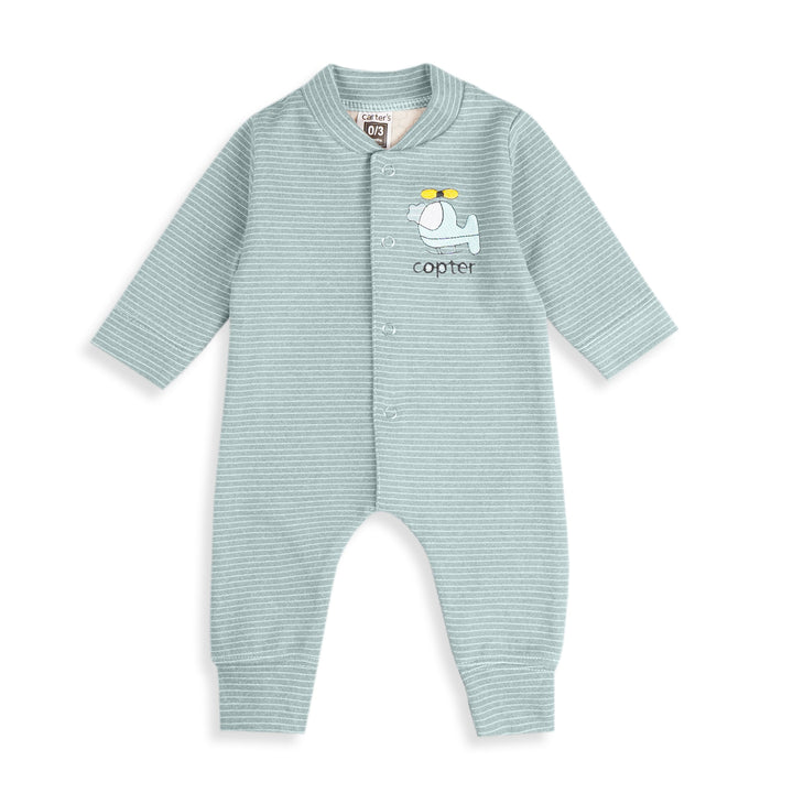 SUNSHINE BABY WINTER ROMPER STRIPES HELICOPTER SKY BLUE (3-6 MONTHS)