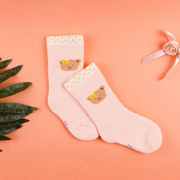 SUNSHINE BABY SOCKS BEAR BABY PINK 14X16CM (0-6M)