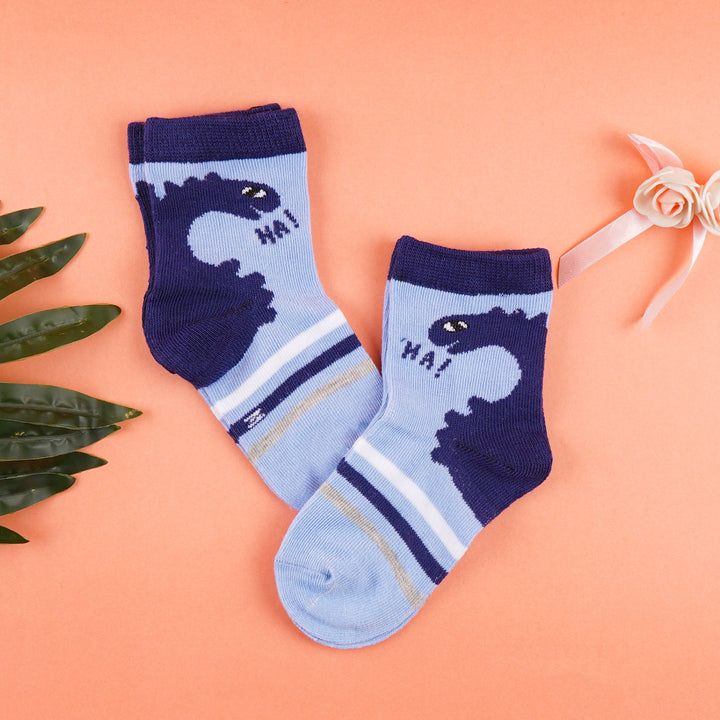 SUNSHINE BABY SOCKS 2 PAIR DINOSAURS NAVY BLUE14X16CM (0-6M)