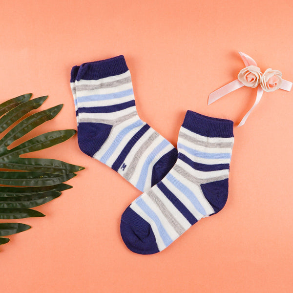 SUNSHINE BABY SOCKS 2 PAIR STRIPES NAVY BLUE 14X16CM (0-6M)