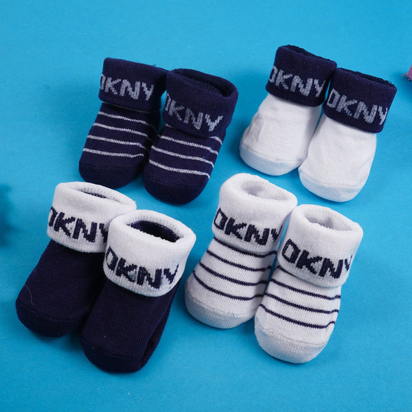 SUNSHINE BABY 4 PCS SOCK SET NAVY BLUE (0-6M) DKNY