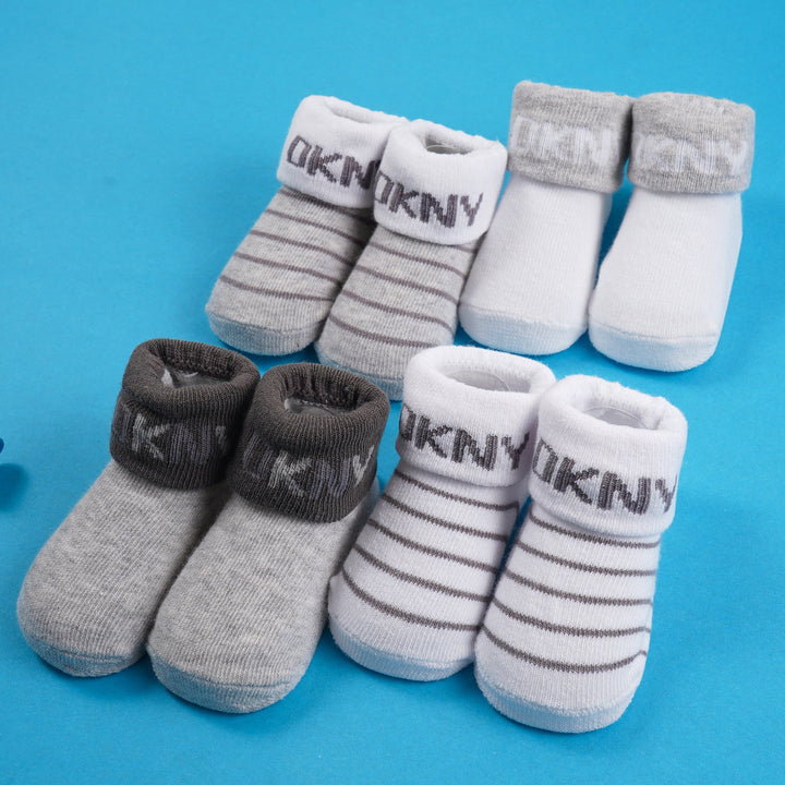 SUNSHINE BABY 4 PCS SOCK SET GREY (6-12M) DKNY