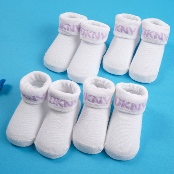 SUNSHINE BABY GIRL 4 PCS SOCK SET WHITE (6-12M) DKNY