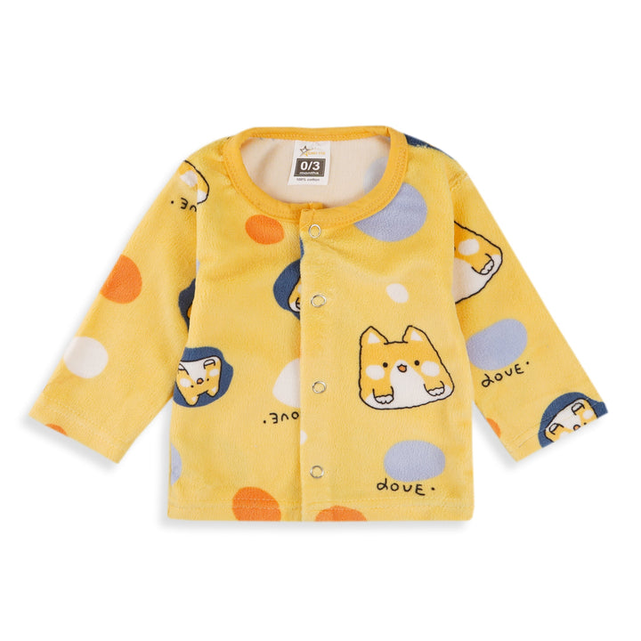 SUNSHINE BABY SLEEP SUIT LOVE CAT MUSTARD 3-6M