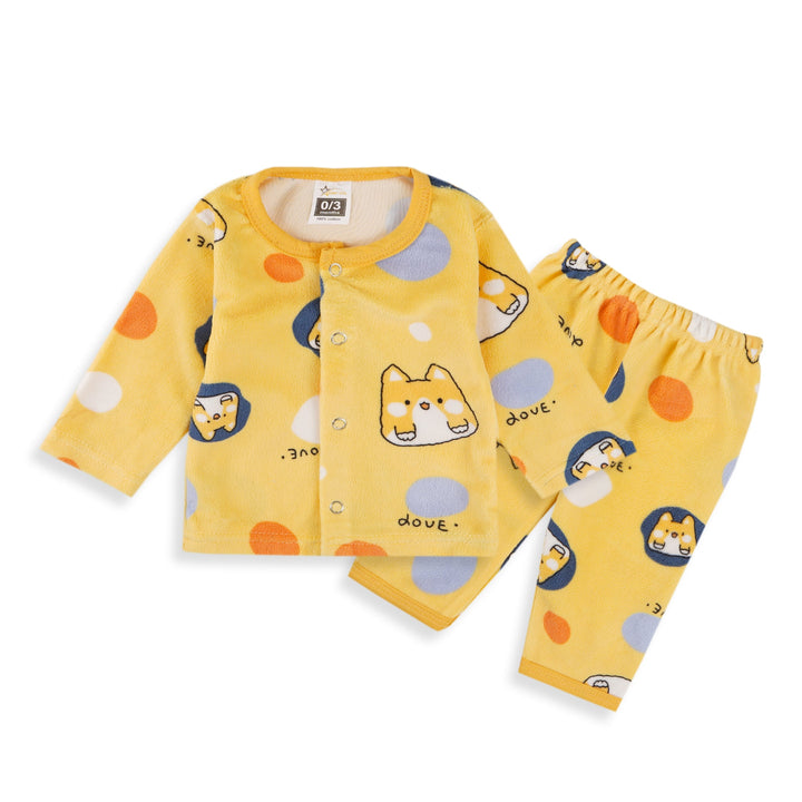 SUNSHINE BABY SLEEP SUIT LOVE CAT MUSTARD 3-6M