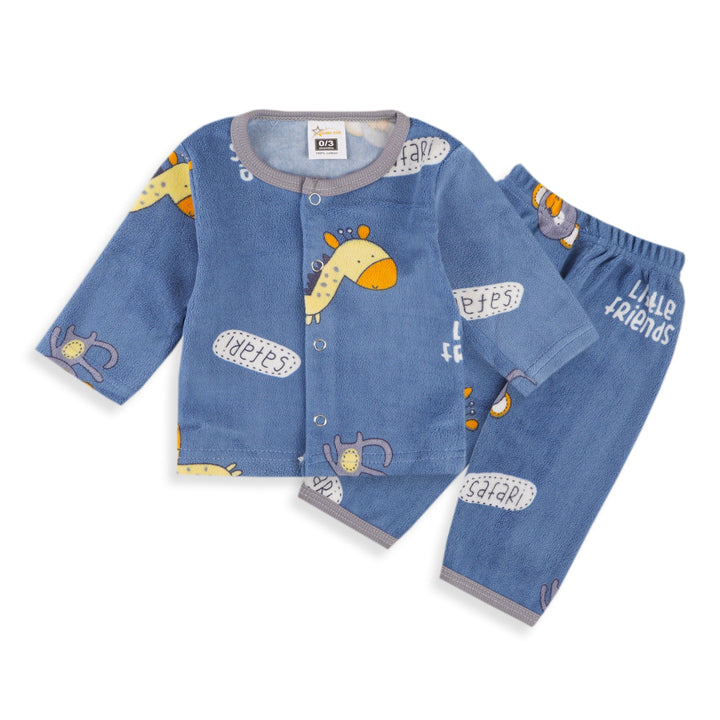 SUNSHINE BABY SLEEP SUIT MONKEY & GIRAFFE BLUE 3-6M