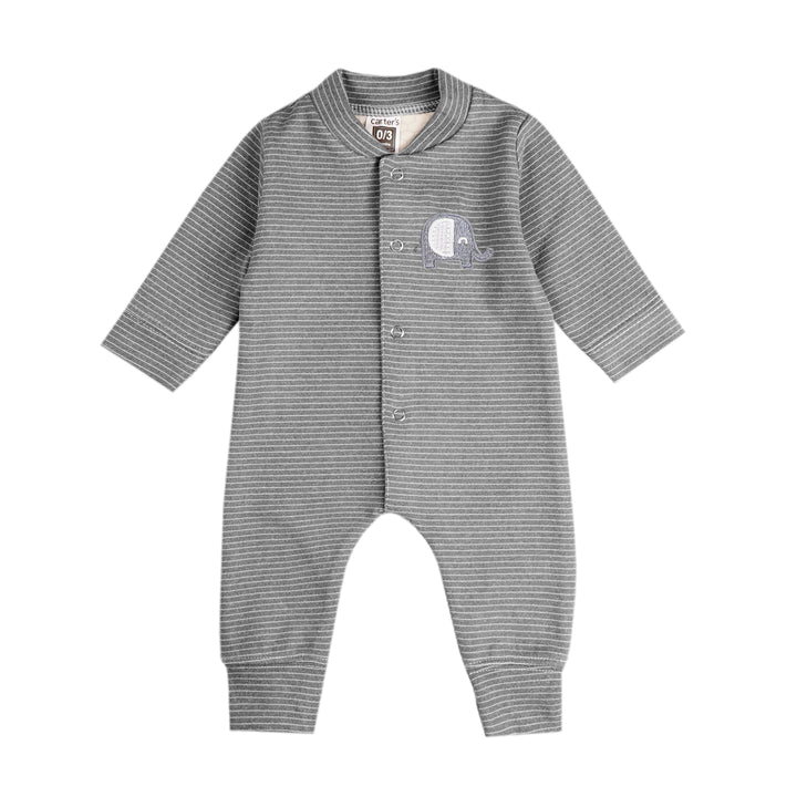 SUNSHINE BABY WINTER ROMPER STRIPES  ELEPHANT GREY (3-6 MONTHS)