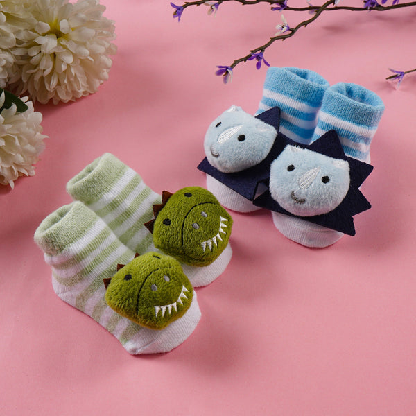 SUNSHINE BABY 2 PIECE SOCK GIFT SET RHINOCEROS & CROCODILE