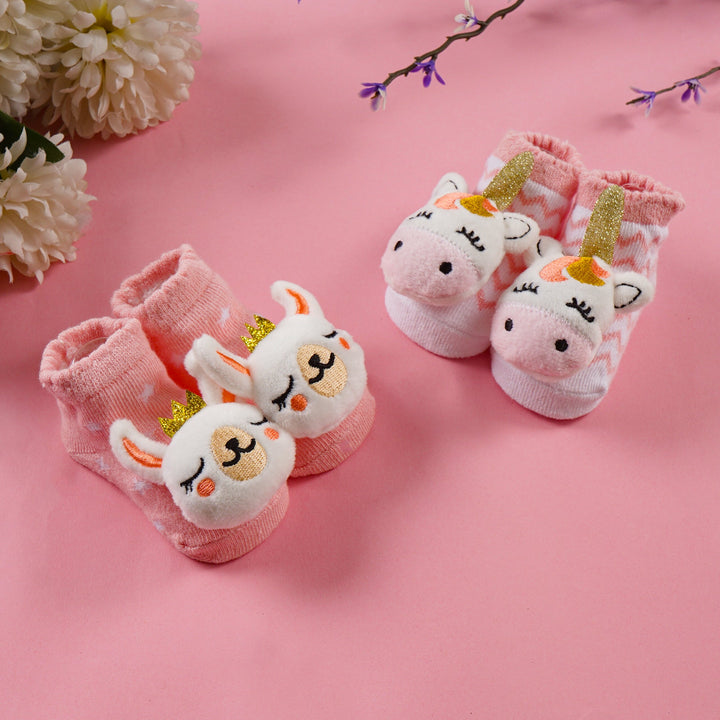 SUNSHINE BABY 2 PIECE SOCK GIFT SET UNICORN PINK